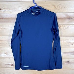 Under Armour Men's Medium Cold Gear Mock Neck Navy Blue Fitted Shirt